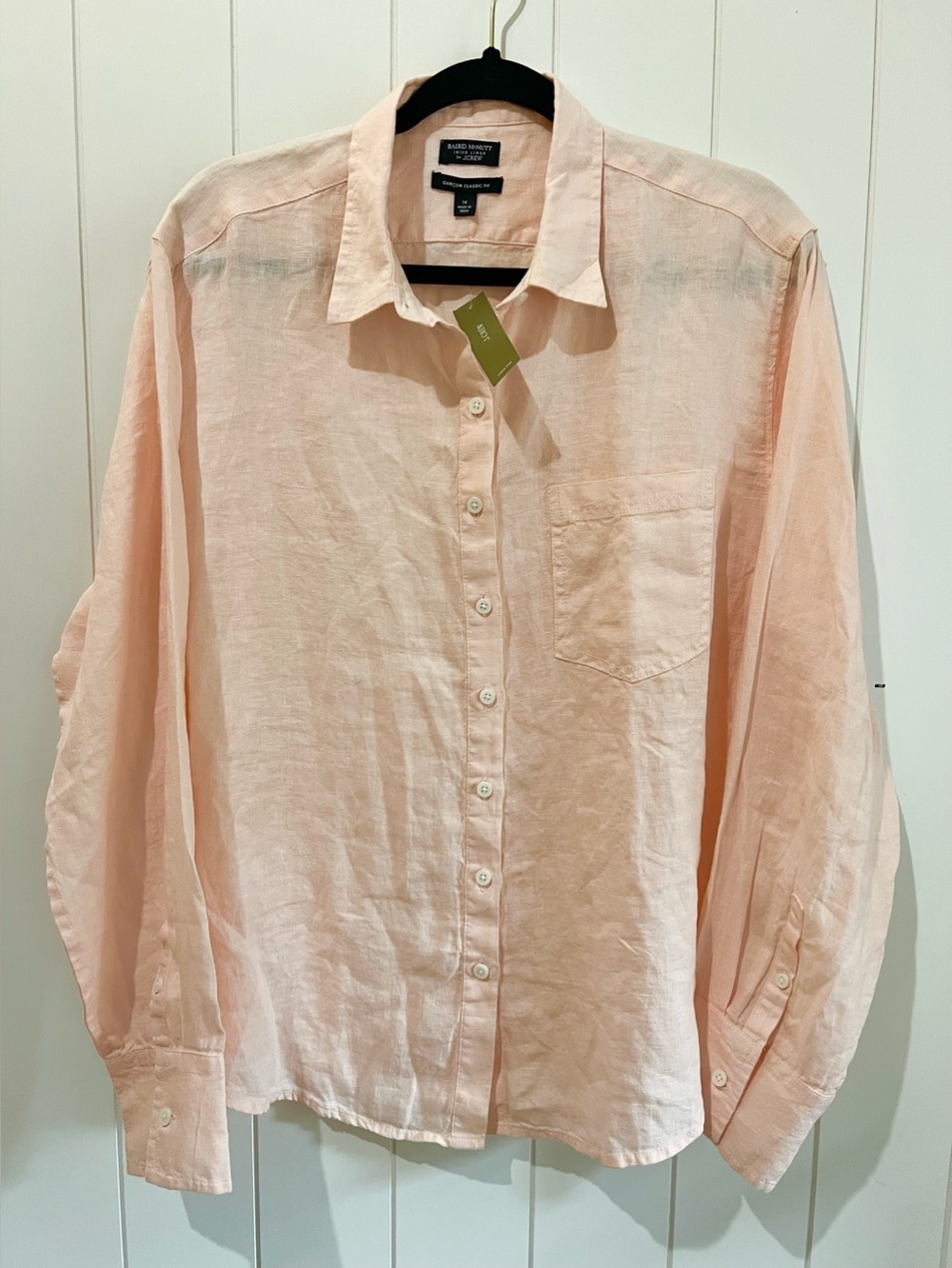 Baird McNutt J. CREW NWT Irish Linen top blouse button up size 14 peach